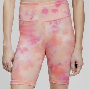 GapFit Women’s Pink and Orange Tie Die High-Rise Bike Shorts Activewear, Size XL